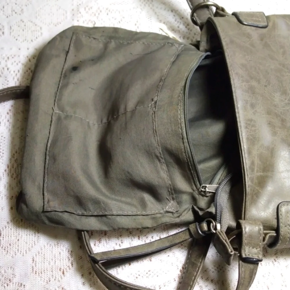 2 FOR $15 Olive Green Studded Zippered Crossbody Messenger Bag Purse